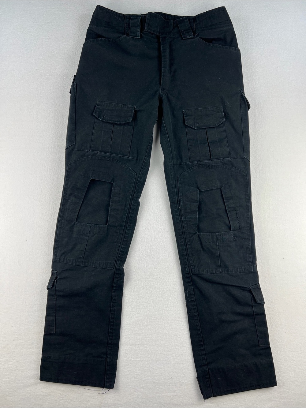 Tactical Pants Straight Leg All Black Multi Functional Rip Stop Size 28x32